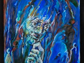 Mahbuba Elham Maqsoodi, Satanssturz, Detail, Entwurf für die Abtei St Mauritius, Tholey, 2019, Acryl auf Papier, Foto_Atelier Maqsoodi